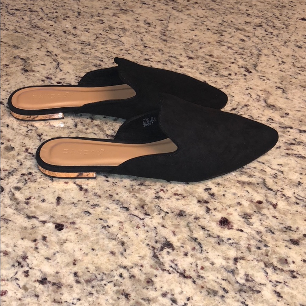 Black Pointed Toe Slip On Loafers